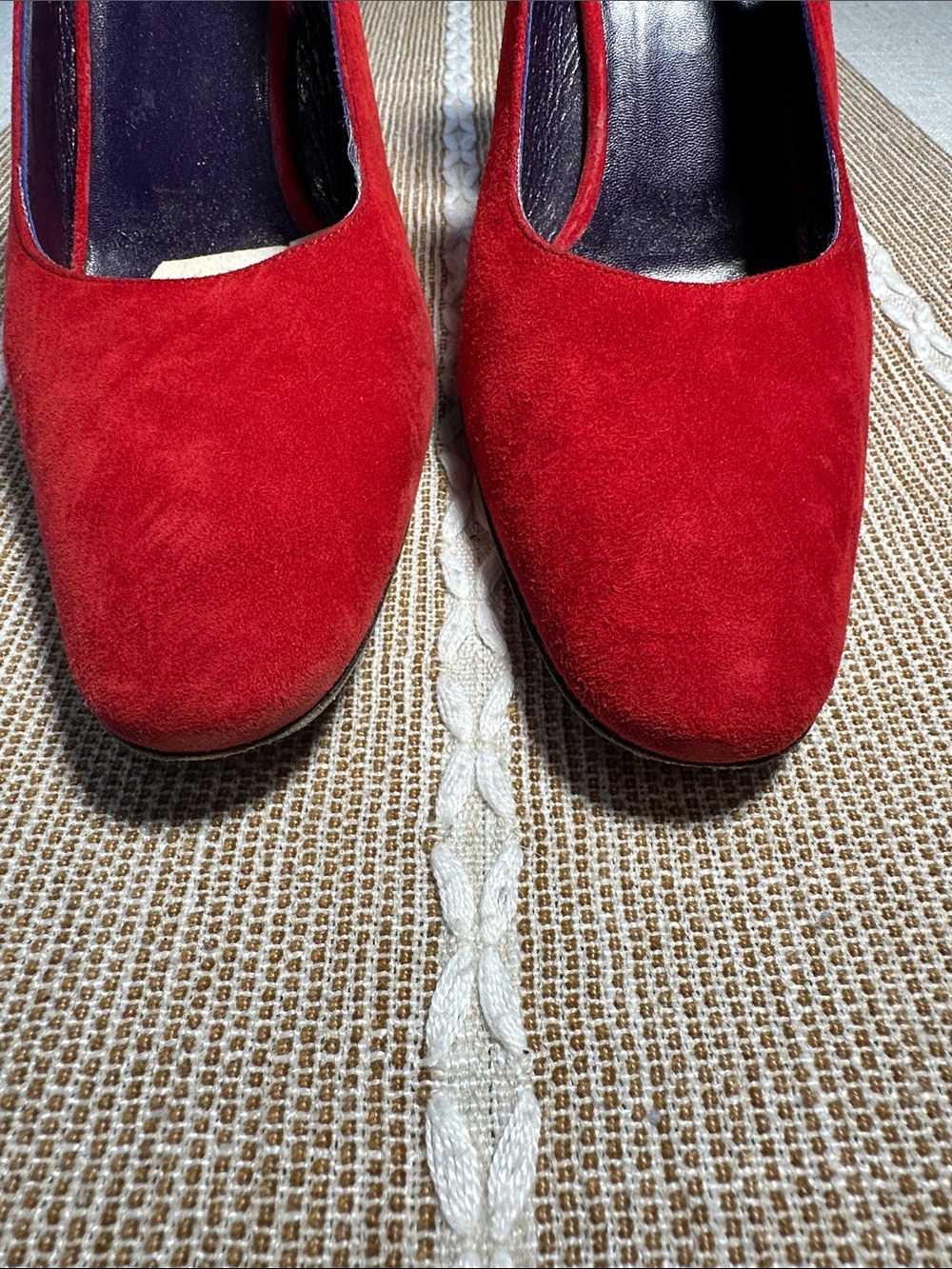 Fendi Red Suede Slingback Heels - Picture 2 of 12